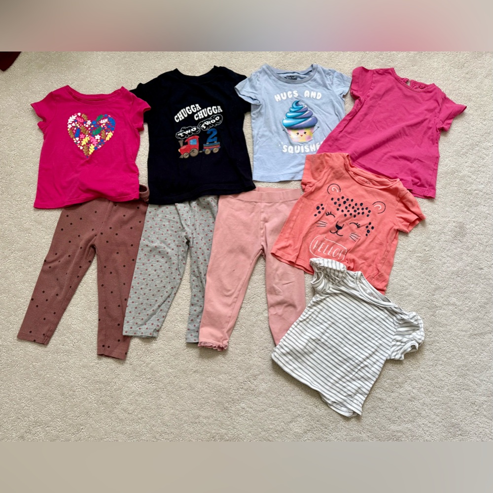 Set of leggings (3) and t- shirts (6), Size 2T